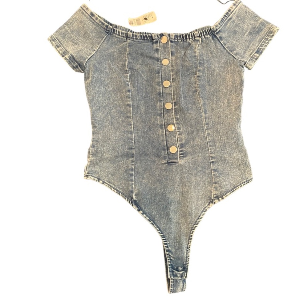 NWT Denim Thong Bodysuit